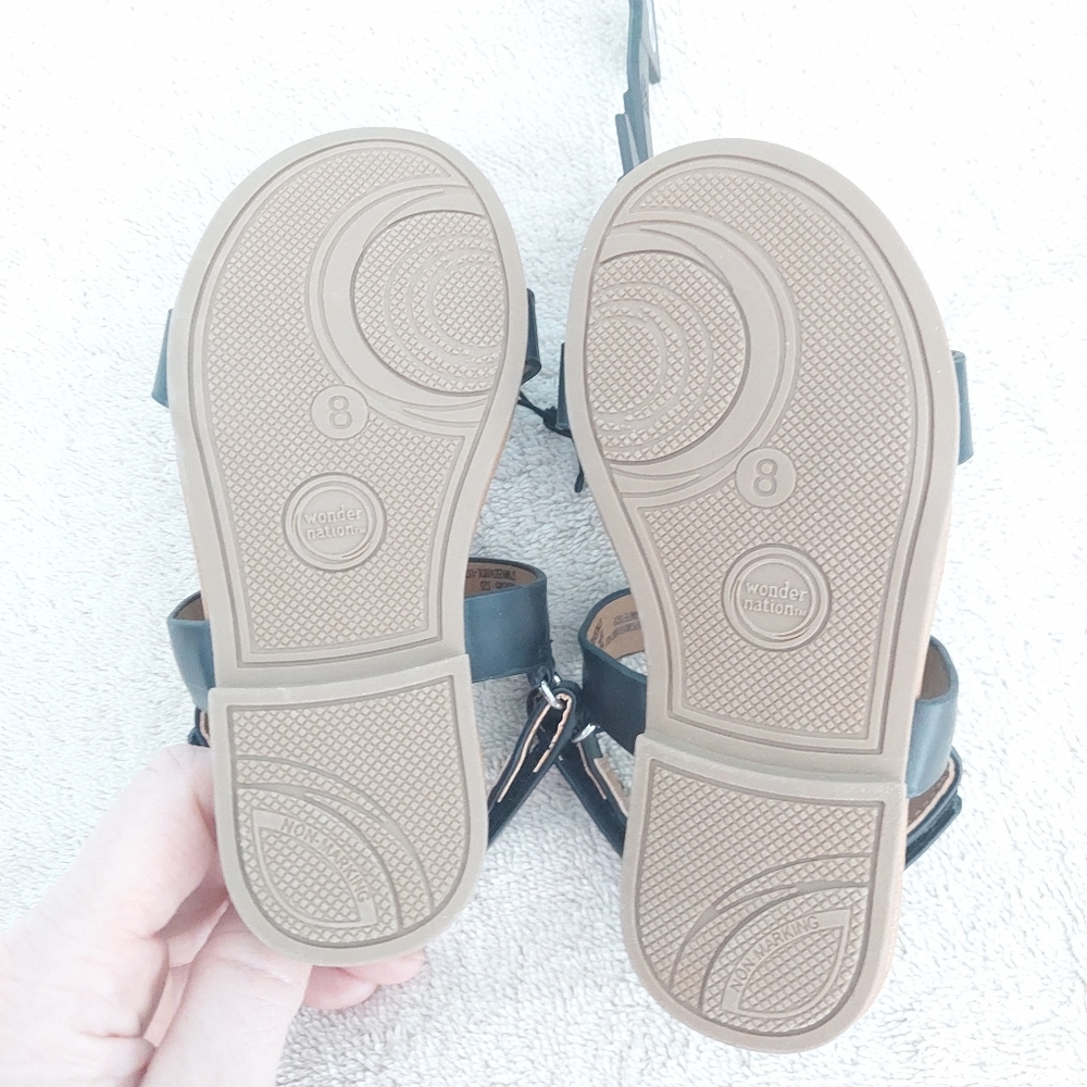 Wonder Nation Baby Girls Black Braided Black Strappy Sandals Toddler Size 8 NWT - Picture 5 of 5